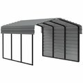 Arrow Storage Products Galvanized Steel Carport, W/ 1-Sided Enclosure, Compact Car Metal Carport Kit, 10'x15'x7', Charcoal CPHC101507ECL1